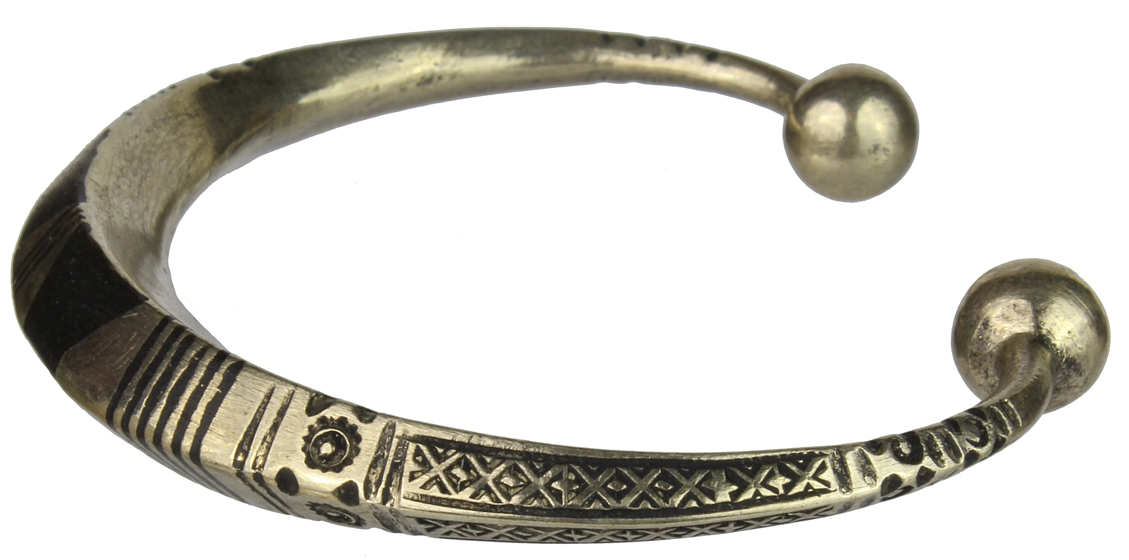 Tuareg Double Inlay Etched Metal Bracelet, heavier
