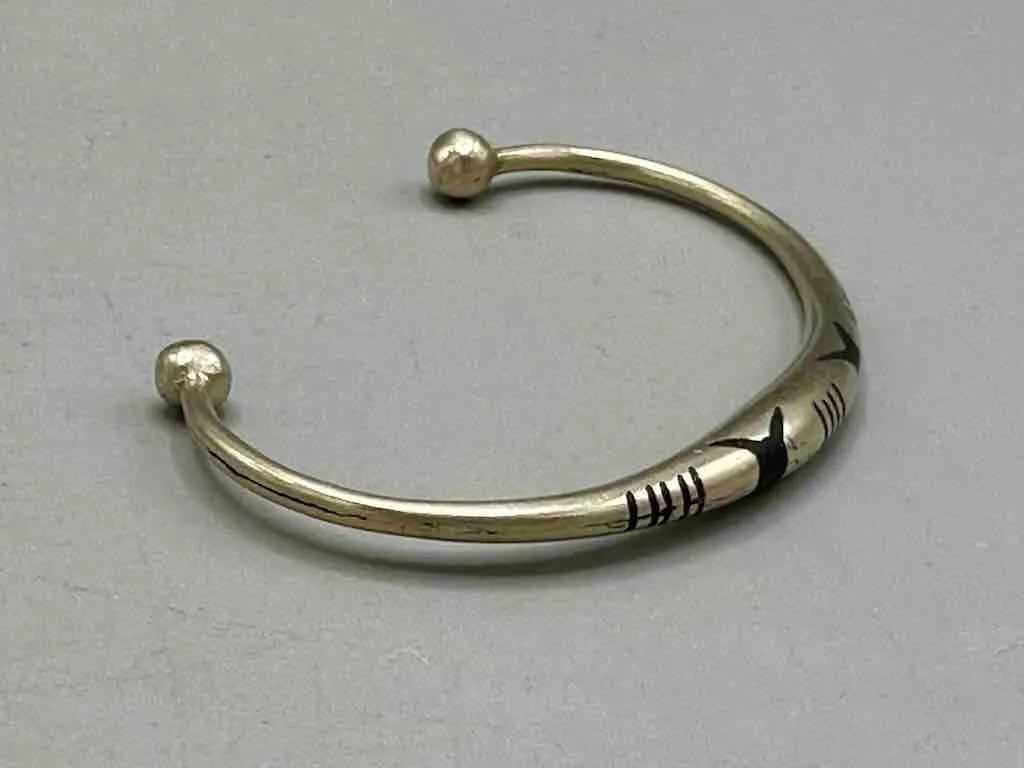 Tuareg Double Star Inlay Coin Silver Bracelet
