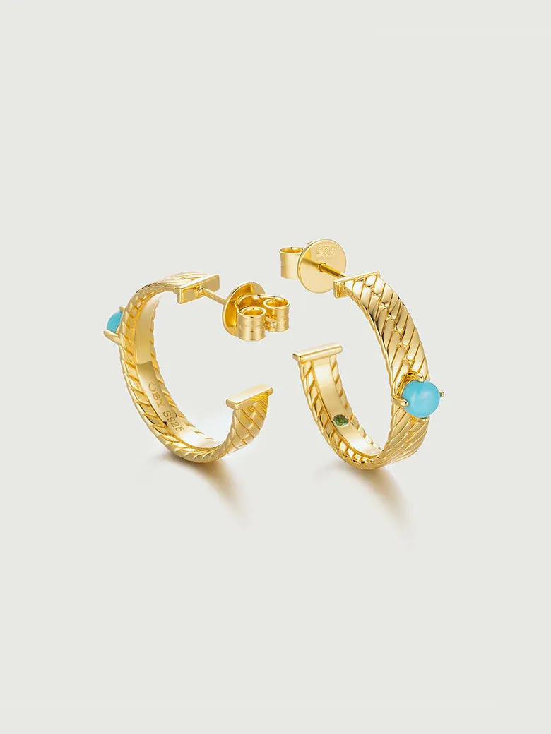 Twist Texture Turquoise Hoop Earrings