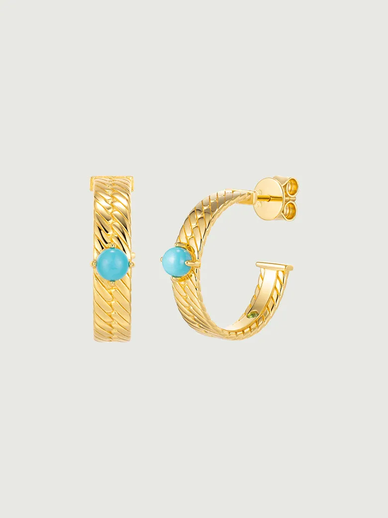 Twist Texture Turquoise Hoop Earrings