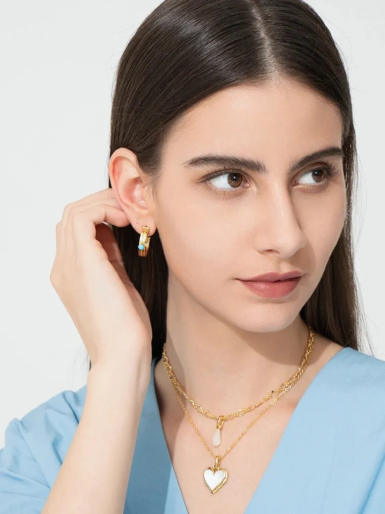 Twist Texture Turquoise Hoop Earrings