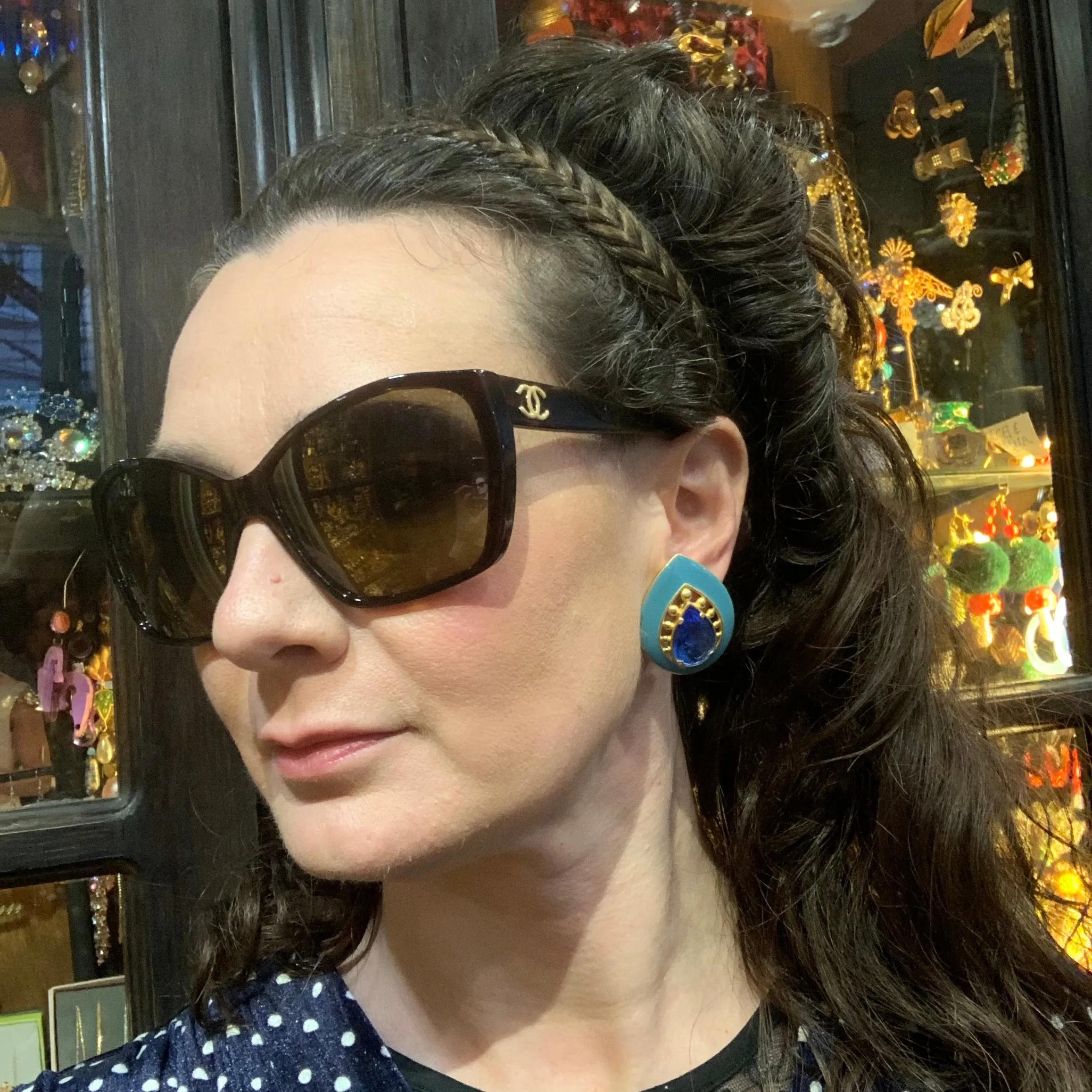 Yves Saint Laurent Turquoise blue clip on earrings