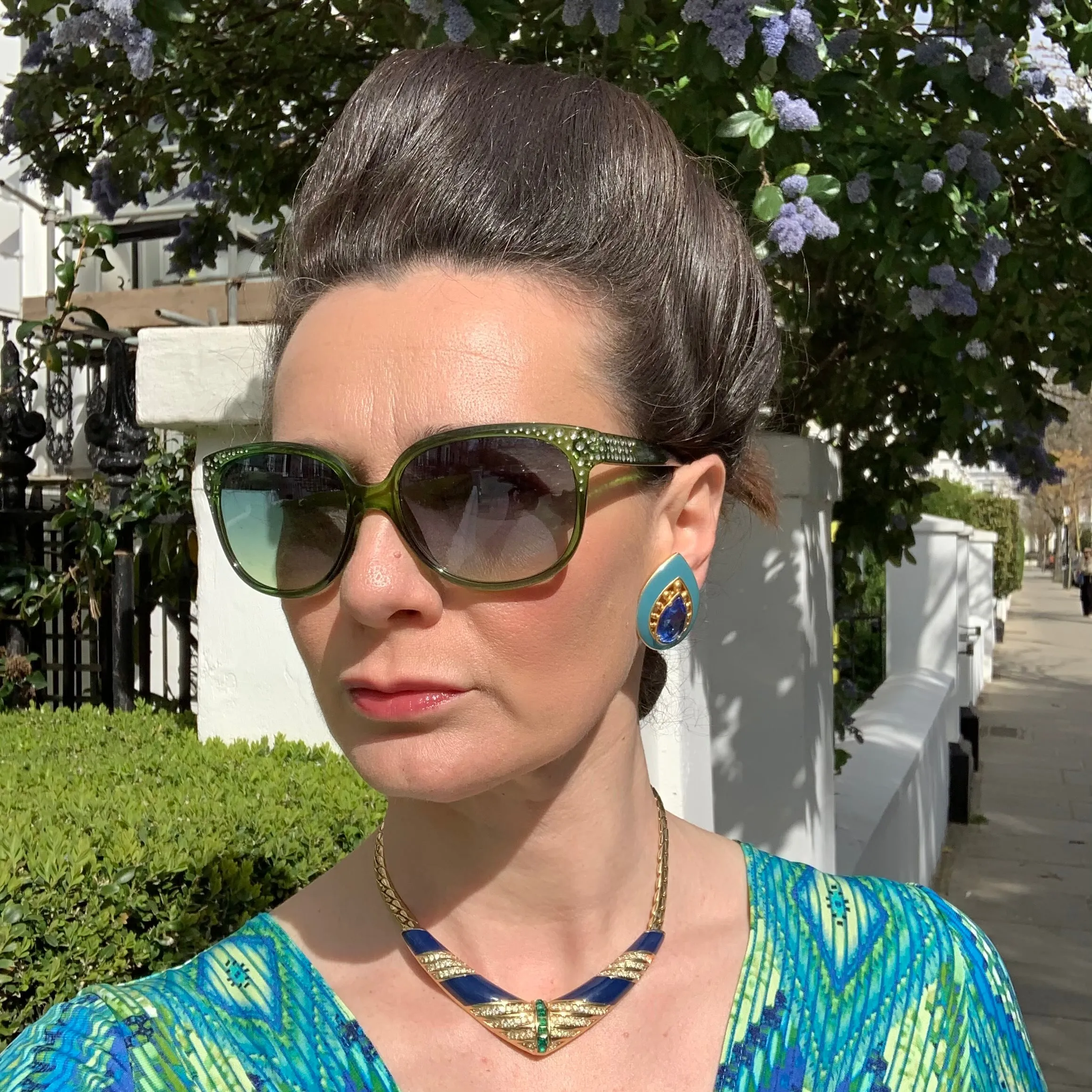 Yves Saint Laurent Turquoise blue clip on earrings